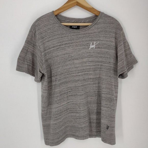 HUF Big H Logo (On Back) Gray & White Skate T-Shirt - Picture 2 of 5